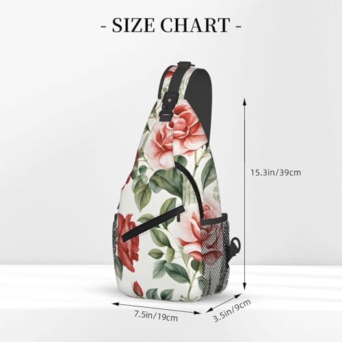 Mochila bandolera unisex con patrón de flores rosas miniatura 3