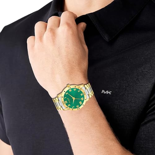 Evelyn Analog Watch, Green Dial, Two-Tone Gold and Silver Bracelet - Image 5