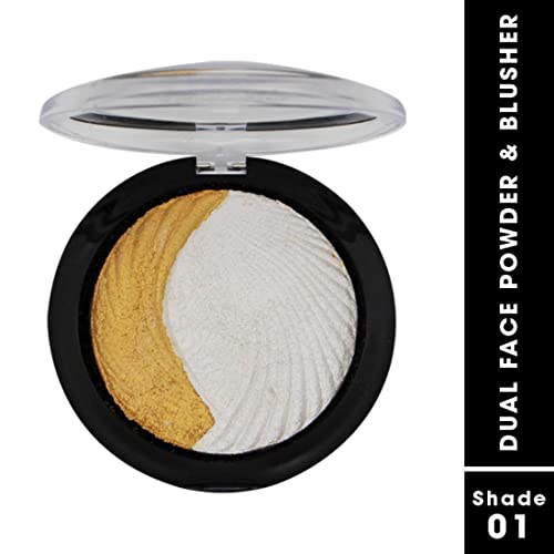 Image of FASHION COLOUR Dual Face Powder & Blusher | Easy Blend | Highly Pigmented | Natural Glow | Face Makeup Blush For Cheekbones & Highlighting | Face Blusher For All Skin Tones | Shade 01