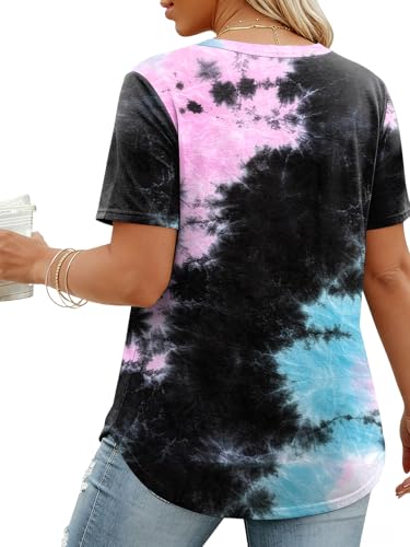 Image of VISLILY Plus-Size-Tops for Women Casual Short Sleeve T Shirts Trendy Tie Dye Crewneck Tees Comfy Loose Fit Tunics XL-5XL