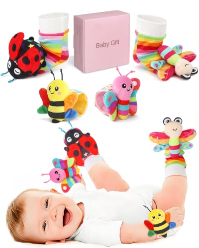 Bloobloomax Wrist Rattle Socks, Baby Halloween &amp; X-max Toys for 0-12 Months