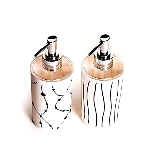 Infi StylePremium Unbreakable Soap Dispenser Bottle Set with Pump for handwash in Bathroom, Kitchen Sink, White Plastic Body and Chrome Finish on Top ( Set of 2) (Design as per Availability) (Black & White