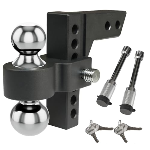 BIG RED ATRFH0086R Torin Adjustable Trailer Towing Hitch and Ball Mount: Fit 2 Inch & 2.3 Inch Ball Receivers, 6 Inch Drop and Rise for Heavy Duty Truck, 10,000 Lbs Capacity