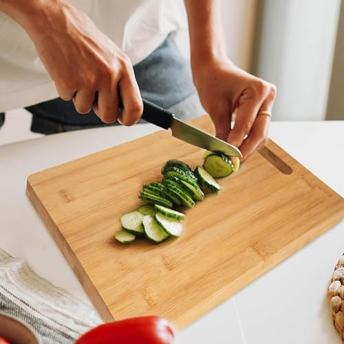 Image of Wood Chopping Cutting Board for Kitchen Natural Wood Vegetables, Fruits & Cheese, BPA Free, Eco-Friendly, Anti-Microbial, Durable and Easy to Clean