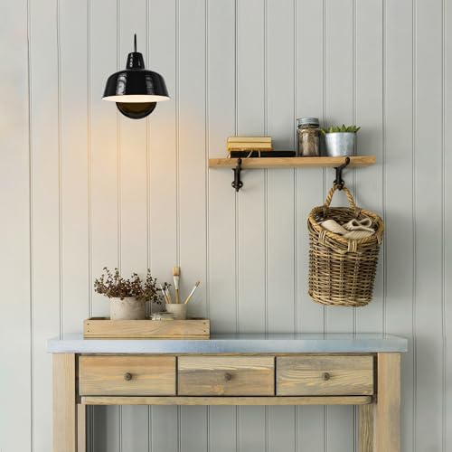 Image of Design House Mason Farmhouse Gooseneck Barn Light, Outdoor Exterior Porch or Patio Wall Light Fixture, Satin Black, 8 Inch Diameter, 1-Pack, 579367 | Wall Mount, Modern Farmhouse, Steel, Lighting, 579367