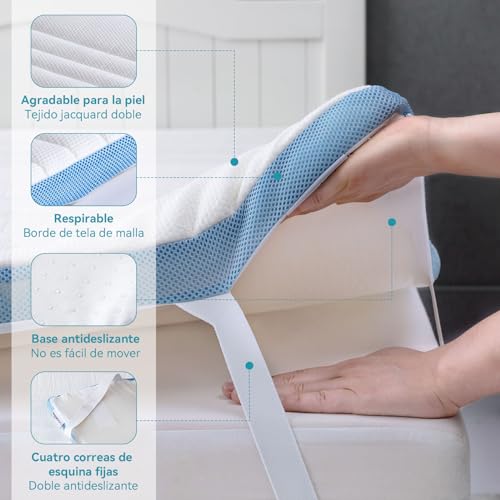 Miniatura 6 de Amazon Basics Colchón de Espuma viscoelástica Topper con memoria con Funda removible y lavable, 80 x 190 cm, 5 cm, Blanco
