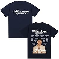 YIZZZFA Rapper Quevedo Buenas Noches Tour 2025 Camiseta De Manga Corta, Unisex T-Shirt, Cuello Redondo Informal, Estampado, Alla Moda Da Strada,Azul,M