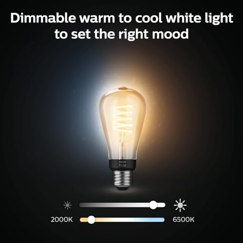 Image of Philips Hue Smart 40W ST19 Filament LED Bulb - White Ambiance Warm-to-Cool White Light - 4 Pack - 550LM - E26 - Indoor - Control with Hue App - Works with Alexa, Google Assistant and Apple Homekit