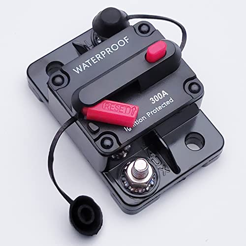 BLARYETI Circuit Breaker with Manual Reset for Boat Trolling Car Audio RV ATV Audio System, Inline Fuse, Water Proof, 12V-48V DC, 300A