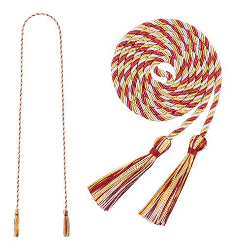 Image of Graduation Honor Cord 68 inch Grad Braided Honor Cords with Tassel Honor Rope Grad Cords for Graduation Students Bachelor Master Doctoral Gown Grad Decor (Burgundy White and Gold)