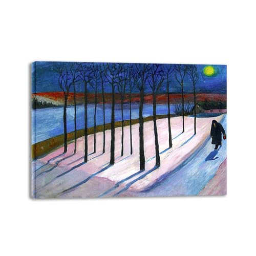 Tableau Clair de lune par Marianne von Werefkin - Toile expressionniste encadrée 70x50 cm