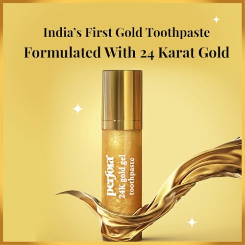 Image of Perfora Teeth Whitening Premium Pack Tooth Paste | 24K Gold Gel Whitening Toothpaste & Purple Magic Whitening Serum | With Gold Infused Whitening Formula & v34 Colour Corrector for Teeth | Pack Of 2