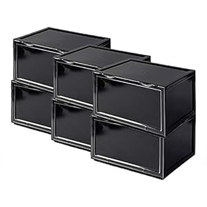 PUCHIKA schoenendozen set van 6, schoenenboxen, stapelbare schoendozen, schoenenopberger met transparante deur, plastic…