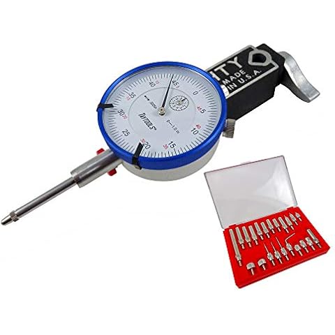 Mighty Mag Bundle Westhoff 400-3 Base with Quick Release Cam Lever, Taytools Dial Indicator with 1” Travel and 22 Piece Indicator Anvil Contact Point Set Cover