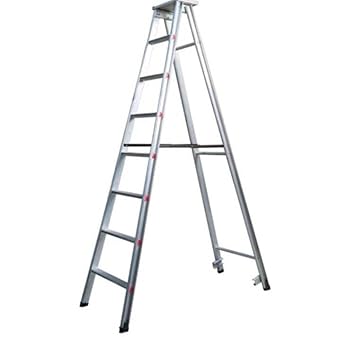 Venus Productions Folding Factory/Industrial Ladder | Heavy Duty Aluminum Foldable Ladder (Aluminum, 9 Foot)