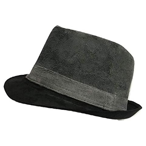 PINK UK ONLINE Mens Unisex Suede Grey/Black Trim with Grey Band Trilby Hat Cover