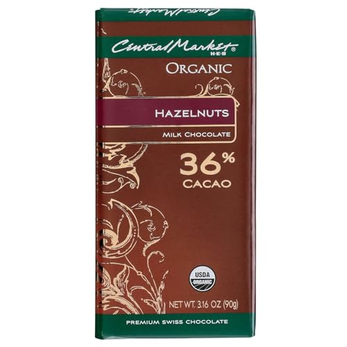 Central Market Organic 36% Cacao Hazelnuts Milk Chocolate Bar 3.16 oz 4 bars