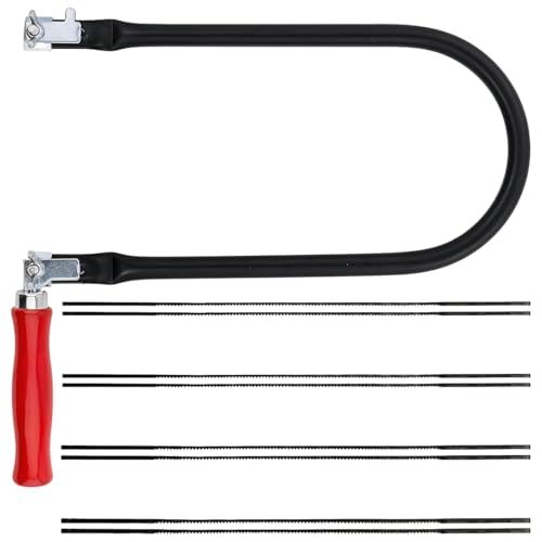 YOFDAL Scie à Chantourner Manuelle en U 5 Pouces, 8 lames Incluses, Pour Métal et Bois, Scies Fines pour le Travail du Bois, Utilisées pour les Coupes Courbes