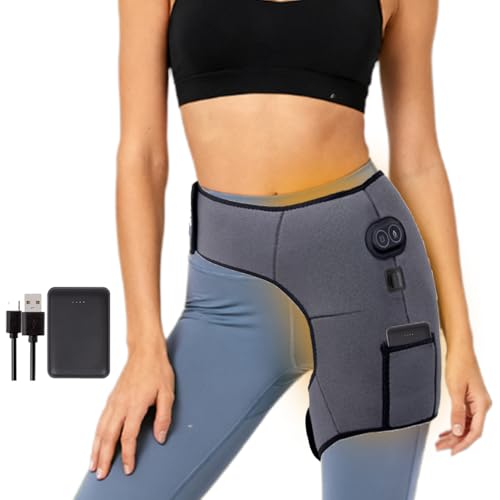 WRQIOO Kabelloses Hüfte Heizkissen, Wärmegürtel Hüfte, 3 Wärmestufen, 6 Vibrationsmodi, mit 5000 mAh Powerbank, Heiz-Hüftstütze für Frauen, Männer