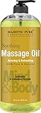 Relaxing Massage Oil from Majestic Pure, 16 fl oz – 100% Natural Message Therapy Formula Using Grapeseed Oil and Potent Massage Essential Oils