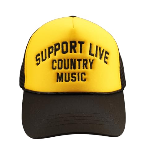 GNAHZNUXNAIX Support Live Country Music Trucker Hat Western Cowboy Baseball Cap Cowgirl Foam Hat Country Concert Unisex Orange/Black