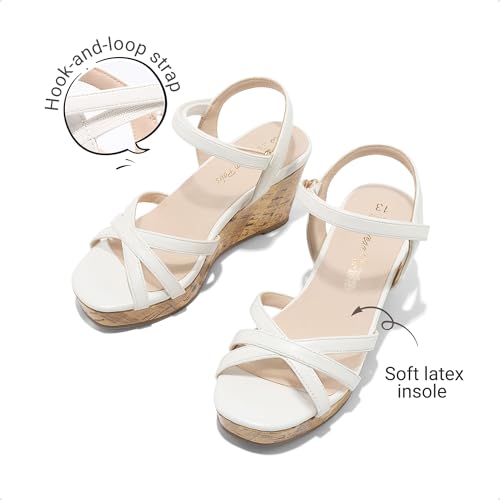 Image of DREAM PAIRS Girls Wedge Sandals Flatform Open Toe Summer Platform Sandals Flower Wedding Party for Little Kid /Big Kid