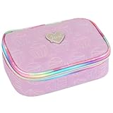 Estojo Escolar Juvenil Feminino com Estampa Colorida e Estilosa, Grande e Espaçoso, Porta Lápis Caneta Borracha Material, Infantil para Meninas (Lilás)