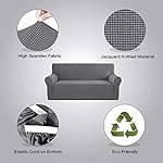 H.VERSAILTEX Stretch Sofa Covers for 3 Cushion Couch Covers Sofa Slipcovers for Living Room Feature Thick Checked Jacquard Fabric with Elastic Bottom, Sofa Large - Grey - Image 3