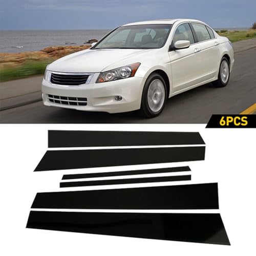Cubiertas de pilar negro brillante para Honda Accord 2008-2012, efecto cromado exclusivo 5