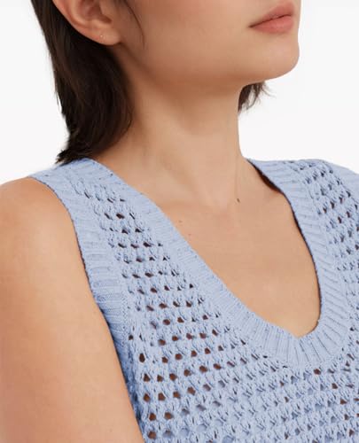 Women Crochet Sweater Vest Casual Sequin Sleeveless Pullover Knit Tank Tops Trendy Hollow Out Knitwear Clothes4