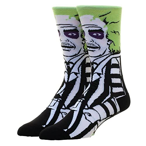 EZB Calcetines de personajes de película de terror | Idea de regalo divertida para hombres y mujeres | Talla 5-10 | Beetlejuice, Beetlejuice, 16-22