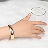 YREQUE 14K Gold Chunky Bangle Bracelet for Women Gold Plated Round Wrist Hinged Cuff Open Wide Bracelet Women Jewelry Gift #2