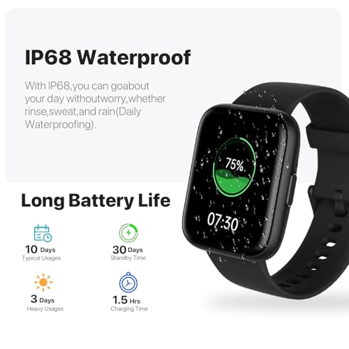 JeeJTek Smart Watches for Men Women - 1.83" HD 2025 Fitness Tracker with 100 Sports Modes, Heart Rate/Sleep Monitor, Bluetooth Call & Music Control IP68 Waterproof for iPhone/Android