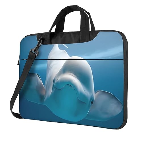 Housse pour ordinateur portable avec bandoulière sacoche PC portable motif baleine