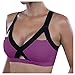 Produktbild MOMOEW Damen Plain Farbe Front Cross Side Lace Sport-BH Full Cup BH Weste Tops Atmungsaktiv Modern Klassische BHS (A-Lila,XL)