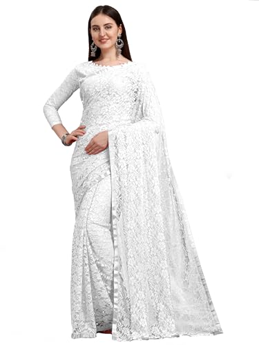 Image of LOROFY Women's Brasso Net Saree With Blouse