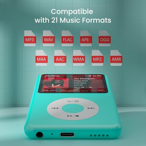 Image of Mp3 Player with Bluetooth Y1 Portable Music Digital Players Supports Playlist Audiobook Video Nice Gadget for Kids Green