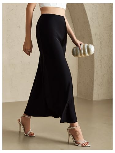 Women's Elegant Satin Skirts High Waisted Fishtail Business Casual Maxi Dressy Skirts2