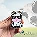 Cool Cow with Shades Badge Reel – Retractable ID Holder, Handmade Beaded Badge Charm for Nurse, Teacher, Healthcare Worker, Office, Custom Interchangeable Animal Topper