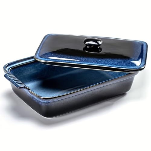 Auflaufform Steinzeug, Backformen Porzellan mit Deckel – 2.6L, Lasagne...