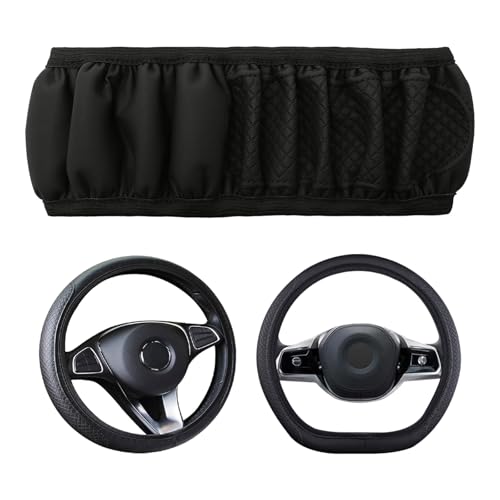 Black Steering Wheel Cover, 15 Inch Steering Wheel Protector, Dust,Non Slip, Decoration, Universal Size