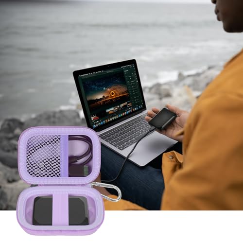 Image of ANKHOH Carrying Case for Crucial X10 /X9 Pro 4TB /2TB /1TB Portable SSD USB-C | Hard EVA Shell, USB-C Cable Storage, Compact Travel Organizer, Case Only, For Photographers Office Users & Gamers, Purple
