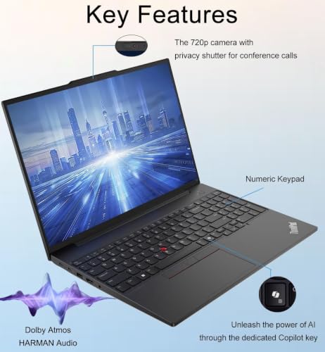 Image of Lenovo ThinkPad E16 Gen 3 Business AI PC Laptop (16 inch FHD+ Anti-Glare, Intel 12-Core Ultra 5 125U (> i7-1355U), 32GB DDR5 RAM, 1TB SSD), Thunderbolt 4, Webcam, Ethernet, Numeric KB Win 11 Pro (Renewed)