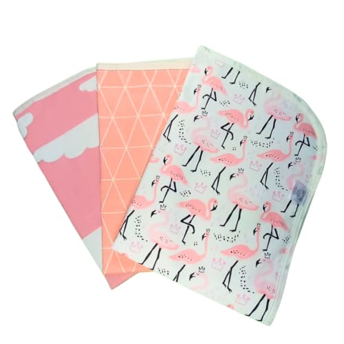 Image of Changing Pad Liners [3 Pack Large] -Portable Changing Mat - 100% Waterproof - Absorbent - Unisex - Changing Table Cover - 19.5" x 27.5" (50cm x 70cm) - By Kinpa Baby (Pink Set)