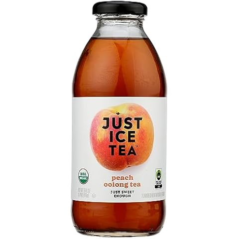 Eat The Change Just Ice Tea Organic Peach Oolong Tea, Kosher, 16 Fluid Ounces (Pack Of 12) Cover