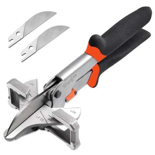 Wonglea Multi Angle Miter Shears,Large Quarter Round Cutting Tool with Long Handle,Shoe Molding Cutter for 22.5 degree Wood Crafting,Multifunctional Trunking Shears with 2 Replacement blades