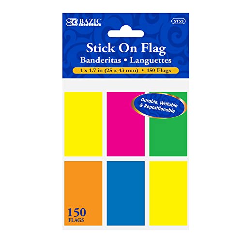Drapeaux de couleur fluo en PET BAZIC marque-page adhésif mémo