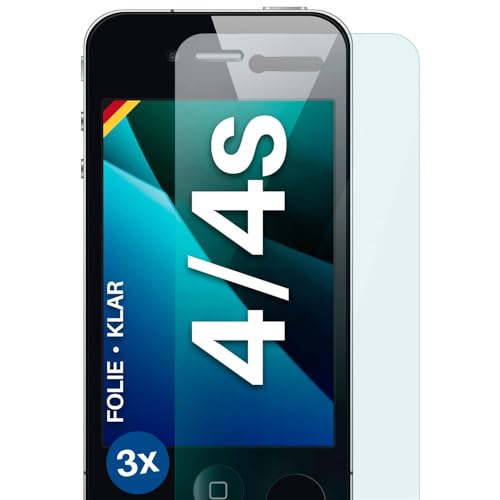moex für iPhone 4S / iPhone 4 Schutzfolie Bildschirmschutz Folie Ultra-klar HD 0,2 mm kompatibel mit jeder Hülle, Anbringen ohne Blasen, Handyfolie Extra Kratzfest, FlexProtect 3 Stück