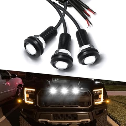 x xotic tech 3pcs LED Front Grille Marker Lights w/Projector Lens Assembly Compatible with Cars, Pickups, Trucks, SUV, Trailer, 6000K White Cover