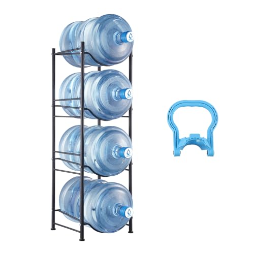 VEVOR Rack à Bonbonnes à 4 Niveaux, Support Bouteille d’Eau de 18,9 L Capacité 4 Pièces, Range...